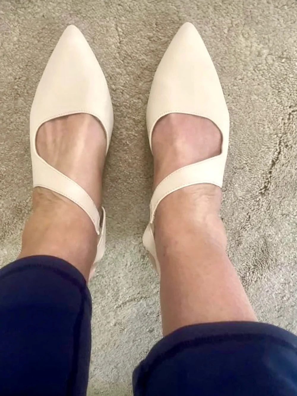 Women's Nude Pointed-Toe Slingback Kitten Heel Pumps